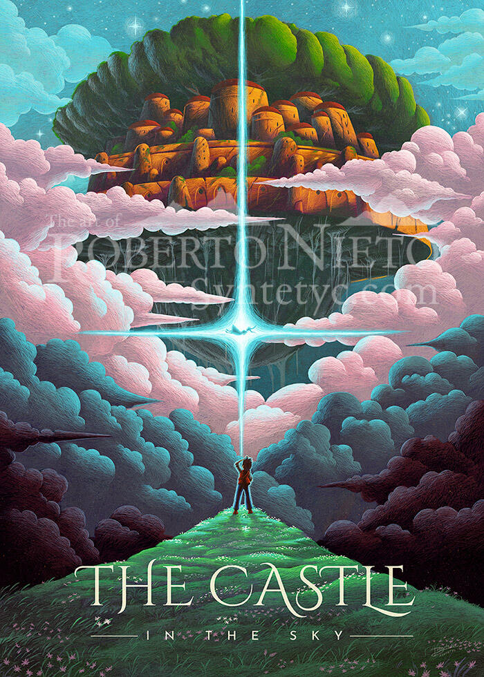Ghibli Castle in the sky inspired poster
